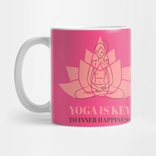 Yoga Is Key To Inner Happiness - Yoga Motivational Quote Mug